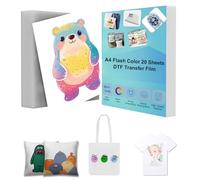 Creatorally DTF Transfer Film, A4 20 Sheets Flash Color Double-Sided PET Heat Transfer Papers for Sumblimation and All Inkjet Printers