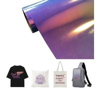 Creatorally Heat Transfer Vinyl Roll, 30.5x152 cm (12in*5ft) Rainbow Holographic Iron on HTV Paper, DIY Heat Press Design for T-Shirt, Clothes, Hats and Textiles, Easy to Cut & Weed (Blue)