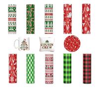 Creatorally Infusible Transfer Paper Sheets, 11x30cm 10 Sheet Bundle Pre-Printed Dyed Sublimation Papers, Heat Press Film for DIY T- Shirts Mug (Christmas Pattern)