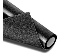 Creatorally Solid Glitter Heat Transfer Vinyl Roll - 12" x 5ft Black HTV Iron On Vinyl for DIY T-Shirts, Bags, Clothing, Shoes, Fabrics, Craft Projects