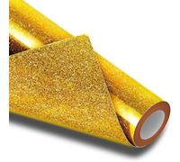 Creatorally Solid Glitter Heat Transfer Vinyl Roll - 12" x 5ft Gold HTV Iron On Vinyl for DIY T-Shirts, Bags, Clothing, Shoes, Fabrics, Craft Projects