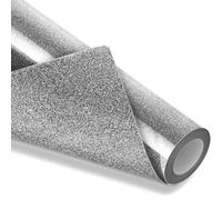 Creatorally Solid Glitter Heat Transfer Vinyl Roll - 12" x 5ft Silver HTV Iron On Vinyl for DIY T-Shirts, Bags, Clothing, Shoes, Fabrics, Craft Projects
