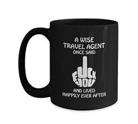 Creator's Cove travel agent rude black dirty humor coffee mugs adult gift coworker curse word middle finger funny thank you