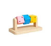CreatsGoss Funny Colorful Wooden Cube Interactive Spin Chewing Toy for Small Pet Birds Parrots Hamsters Boredom Relief Toys