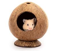 CreatsGoss Hamster House Bite-Resistant Natural Small Pet Coconut Cages Guinea-Pig Hamster Hideout House Toy Wooden House Pet Supplies