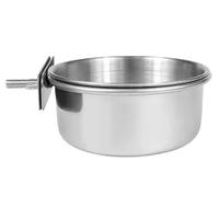 CreatsGoss Parrot Rabbit Hamster Pet Food Dish Stainless Steel Clamp-on Water Drinker Bird Feeder Parrot Feeding Bowl Cage Cup Hanging Bowl(10cm)