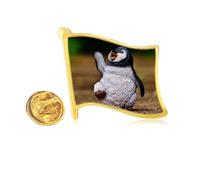 Creature Antarctic Cute Penguin Science Nature Golden Metal Flag Lapel Pin Badge