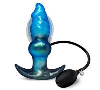Creature Cocks Blizzard Inflatable Silicone Anal Plug Ice Blue Fantasy Inflatable Plug with Hand Pump