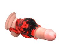 CREATURE COCKS Hell Hound Silicone Girth Enhancer w/Ball Strap for Men & Couples. Fantasy Sheath and Ball Stretching. Premium Silicone. Adds Girth. 1 Piece, Red & Black - Large.