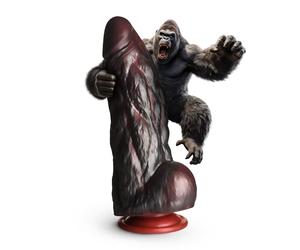 CREATURE COCKS King Kong Silicone Dildo for Beginners, Men, Women, & Couples. Fantasy Dildo and Suction Cup Base. Harness Compatible, Premium Silicone. 1 Piece, Silver & Orange.