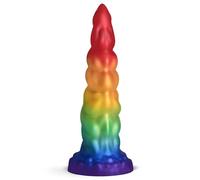 CREATURE COCKS Magic Rider Unicorn Silicone Dildo for Beginners, Men, Women, & Couples. Suction Cup Base and Harness Compatible. Premium Silicone. 1 Piece, Rainbow.
