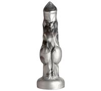 CREATURE COCKS Night Prowler Silicone Dildo for Beginners, Men, Women, & Couples. Fantasy Dildo and Suction Cup Base. Harness Compatible & Premium Silicone. 1 Piece, Silver & Black - Medium.