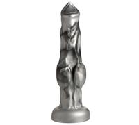 CREATURE COCKS Night Prowler Silicone Dildo for Beginners, Men, Women, & Couples. Fantasy Dildo and Suction Cup Base. Harness Compatible & Premium Silicone. 1 Piece, Silver & Black - Large.