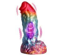 CREATURE COCKS Rainbow Phoenix Vibrating Silicone Dildo for Men, Women, & Couples. Fantasy Dildo with Powerful Vibration. Waterproof Silicone and Rechargeable with Remote Control. 1 Piece, Rainbow.