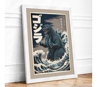Creature from the Deep Japandi Framed Wall Art Print A2 (59.4×42cm) White, Wall Decor for Living Room, Bedroom, Office & Home, Ready to Hang, Art Gift