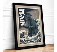Creature from the Deep Japandi Framed Wall Art Print A4 (29.7×21cm) Black, Wall Decor for Living Room, Bedroom, Office & Home, Ready to Hang, Art Gift