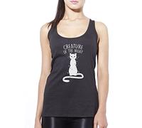 Creature of The Night Black Cat - Womens Vest Tank Top - Witch Spells Moon Halloween XL Black