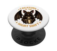 Creature of the Night Shift Bat Coffee Funny Work PopSockets Adhesive PopGrip