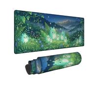 Creatures Large Mouse Pad, Fanciful Fantasy Foliage Flowers Summer Green Rubber Non Slip Keyboard and Mouse Mat Decor for Home Office Work Gaming Desk 12x32 Inch