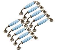 Creatwls 10 pcs Kitchen Cabinet Door Handles Zinc Alloy Blue Ceramic Cupboard Drawer/Door Handle Pull Cabinet Knobs