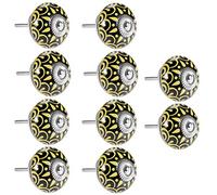 Creatwls 10 pcs Round Door Knobs Ceramic Handle Cupboard Drawer Pull Handles Ceramic Round Knob for Kid's Room Bedroom Door Drawer