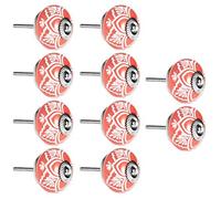 Creatwls 10 pcs Round Door Knobs Ceramic Handle Cupboard Drawer Pull Handles Ceramic Round Knob for Kid's Room Bedroom Door Drawer