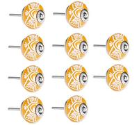 Creatwls 10 pcs Round Door Knobs Ceramic Handle Cupboard Drawer Pull Handles Ceramic Round Knob for Kid's Room Bedroom Door Drawer