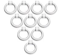 Creatwls 10pcs Cabinet Drawer Ring Handles Vintage Round Zinc Alloy Drop Handle Knob Dresser Wardrobe Cupboard Pulls Kitchen Cabinet Door Knobs - Chrome