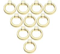 Creatwls 10pcs Cabinet Drawer Ring Handles Vintage Round Zinc Alloy Drop Handle Knob Dresser Wardrobe Cupboard Pulls Kitchen Cabinet Door Knobs - Gold