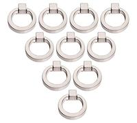 Creatwls 10pcs Cabinet Drawer Ring Handles Vintage Round Zinc Alloy Drop Handle Knob Dresser Wardrobe Cupboard Pulls Kitchen Cabinet Door Knobs - Brushed