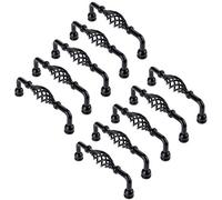 Creatwls 10pcs Home Decor Mediterranean Style Bird Cage Spiral Design Iron Handle Drawer Cabinet Cupboard Door Pull Handle Kitchen Furniture Knobs - Black