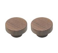 Creatwls 2 Pack Round Wooden Knobs, Black Walnut Wood, Single Hole, Diameter 40mm, Height 25mm, Cabinet Handle, Wood, 100% Wood, Perfect for Cupboard, Drawer, Cabinet