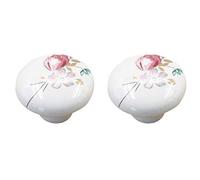 Creatwls 2 pcs Drawer Knobs Europe Ceramic 38 mm Tulip Knobs Drawer Pulls/Knobs/Handles/for Kitchen, Ceramic Door Cabinet Cupboard Pull Handles