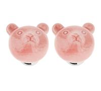 Creatwls 2pcs Bear Design Ceramic Drawer Cabinet Cupboard Door Pull Handle Knob Children's Room Decoration 7 Colors Available-Pink