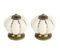 Creatwls 2PCS Ivory White European Modern Pumpkin Knobs Simple Pastoral Countryside Drawer Cabinet Wardrobe Door Cartoon Ceramic Handle.
