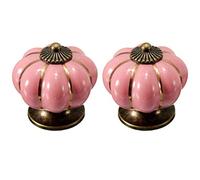 Creatwls 2PCS Pink European Modern Pumpkin Knobs Simple Pastoral Countryside Drawer Cabinet Wardrobe Door Cartoon Ceramic Handle.