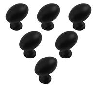 Creatwls 6 Pack Black Zinc Alloy Oval Drawer Handle Knobs Cupboard Knobs with Screws Perfect Hardware Pull for Kitchen Bathroom Bedroom
