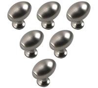 Creatwls 6 Pack Silver Zinc Alloy Oval Drawer Handle Knobs with Screws for Kitchen Bathroom Bedroom Cupboard Drawer Pull Handle