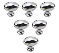 Creatwls 6 Pack Zinc Alloy Oval Drawer Handle, Single Hole, 1.34" x 0.87" x 1.42", Chrome Finish, Perfect for Kitchen, Bathroom, Bedroom