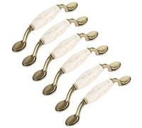 Creatwls 6pcs Antique Furniture Knobs and Handles Marble Ceramic Handle for Kitchen Cupboards Cabinet Door knobs Drawer Pulls