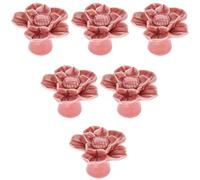 Creatwls 6pcs Ceramic Door Knobs Elegant Lotus Shape Pulls Handle for Door Cabinet Closet Drawer Cupboard Dresser Wardrobe Furniture Kitchen - Pink