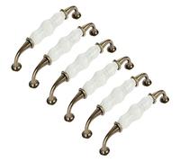 Creatwls 6pcs Cracked Ceramic Handle Cabinet Wardrobe Door Pastoral Antique Bronze Handle Drawer Wardrobe Furniture Handle