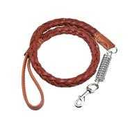 Creatwls Brown Braided Leather Dog Leash 4ft -Heavy Duty Walking Training Leads for Large or Medium Dog, such as German Shepherd