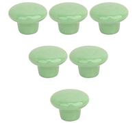 Creatwls Green Durable Round Solid Color Design Ceramic Kitchen Cupboard Cabinet Drawer Door Knobs Dresser Closet Wardrobe Furniture Pull Handle with Screws (6PCS / L)