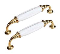 Creatwls Kitchen Cupboard Handle Cabinet Furniture Handles Classic White Ceramic Wardrobe Door Pulls Dresser Drawer Handles 96mm /128mm - 2pcs
