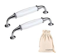 Creatwls Kitchen Cupboard Handle Cabinet Furniture Handles Classic White Ceramic Wardrobe Door Pulls Dresser Drawer Handles 96mm /128mm - 2pcs