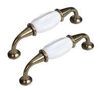 Creatwls Kitchen Cupboard Handle Cabinet Furniture Handles Classic White Ceramic Wardrobe Door Pulls Dresser Drawer Handles 96mm /128mm - 2pcs
