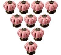 Creatwls Pink Decorative Pumpkin Ceramic Door Cabinet Handle Pull Drawer Knobs Pull Handles Creative Cupboard Knobs Kitchen Furniture Hardware.-10PCS