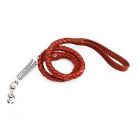 Creatwls Red Braided Leather Dog Leash 4ft -Heavy Duty Walking Training Leads for Large Dog or Medium Dog,such as German Shepherd