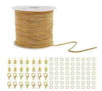 CREATZONE 33ft Gold Snake Chain 1.2mm Necklace Link Cable Chain Round Snake Brass Chain with Lobster Clasps, Jump Rings, Cord Ends for DIY Jewelry Necklace Bracelet Tassel Earring Making